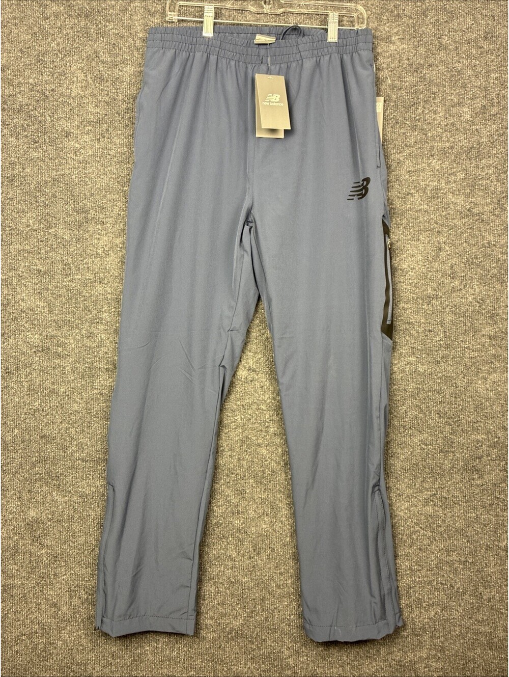 New Balance Mens Large Bluish Gray Mesh Lined Zip Pocket Straight Leg Pants NWT